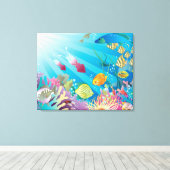 Onderwater vis fantasie canvas afdruk (Insitu (Houten vloer))