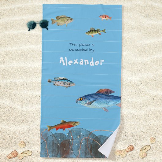 Onderwater vis gestreept moderne Jouw naam Strandlaken