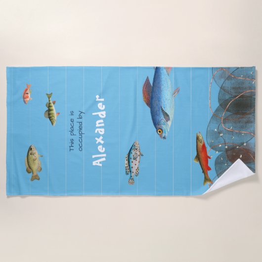 Onderwater vis gestreept moderne Jouw naam Strandlaken (Voorkant)