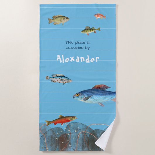 Onderwater vis gestreept moderne Jouw naam Strandlaken (Voorkant)