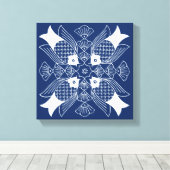 Onderwater Visontwerp met blauwe achtergrond Canvas Afdruk (Insitu (Houten vloer))