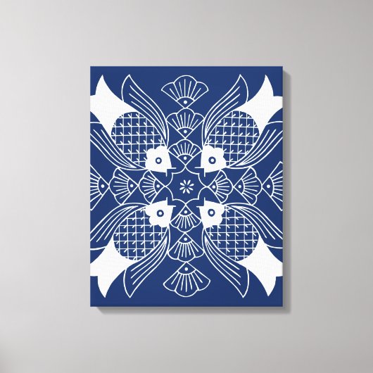 Onderwater Visontwerp met blauwe achtergrond Canvas Afdruk (Voorkant)