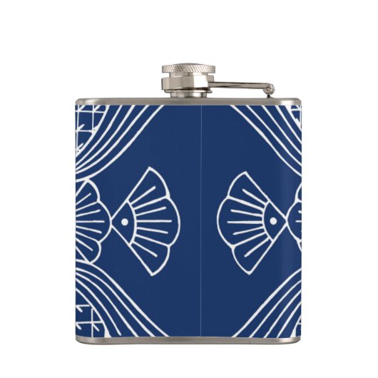 Onderwater Visontwerp met blauwe achtergrond Heupfles (Achterkant)