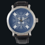 Onderwater Visontwerp met blauwe achtergrond Horloge<br><div class="desc">Een bijeenkomst van de vishoofden,  dit ontwerp laat een onderwaterscène zien,  compleet met seizoenhellen op een blauwe achtergrond. Een groot geschenk voor een ichtyoloog of iemand die van het zicht op vis houdt,  die een zwemtocht maakt!</div>