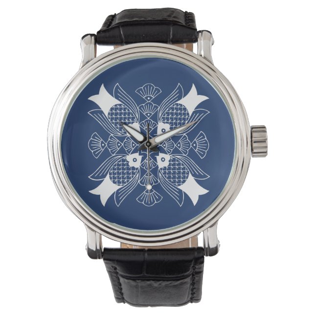 Onderwater Visontwerp met blauwe achtergrond Horloge (Voorkant)