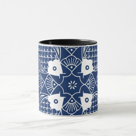 Onderwater Visontwerp met blauwe achtergrond Mok (Midden)