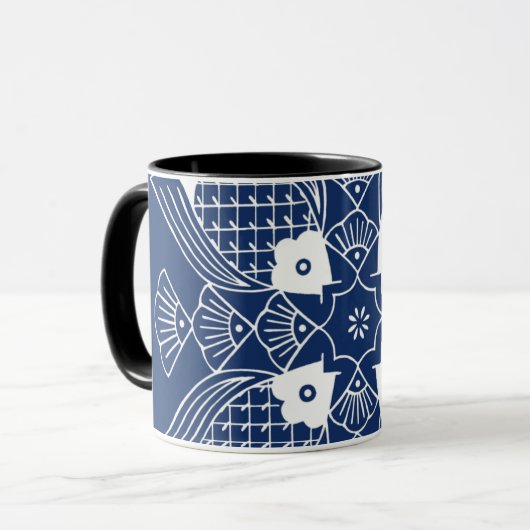 Onderwater Visontwerp met blauwe achtergrond Mok (Voorkant links)