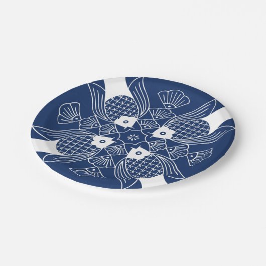 Onderwater Visontwerp met blauwe achtergrond Papieren Bordje (Gekanteld)