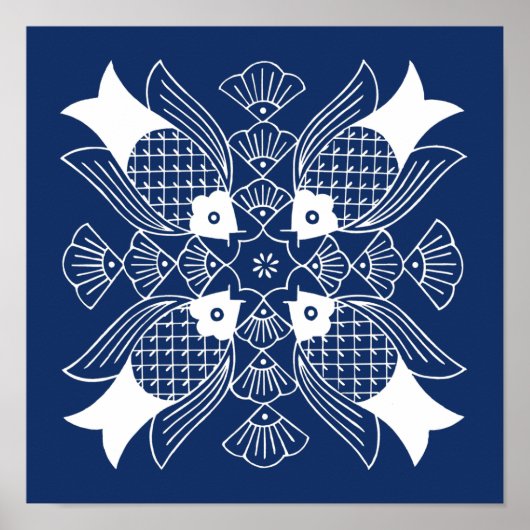 Onderwater Visontwerp met blauwe achtergrond Poster (Voorkant)