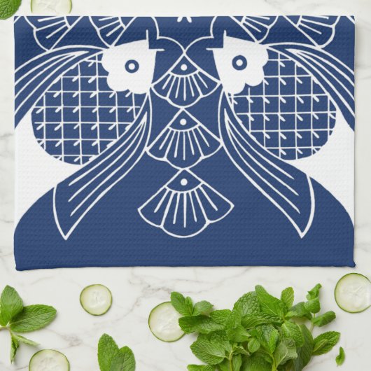 Onderwater Visontwerp met blauwe achtergrond Theedoek (Gevouwen)