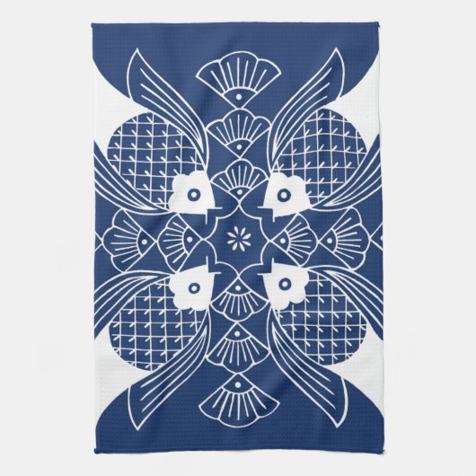 Onderwater Visontwerp met blauwe achtergrond Theedoek (Verticaal)