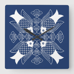 Onderwater Visontwerp met blauwe achtergrond Vierkante Klok