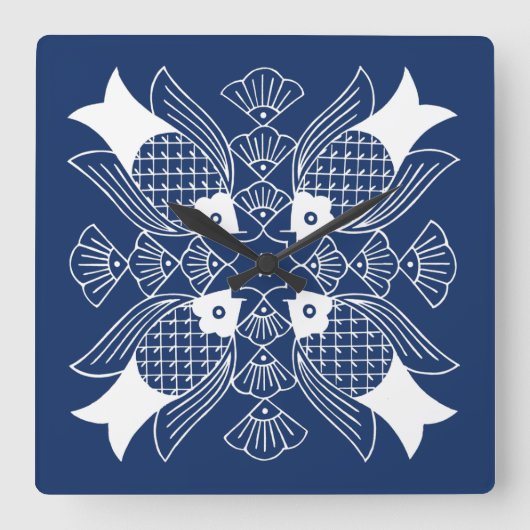 Onderwater Visontwerp met blauwe achtergrond Vierkante Klok (Voorkant)