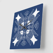 Onderwater Visontwerp met blauwe achtergrond Vierkante Klok (Hoek)