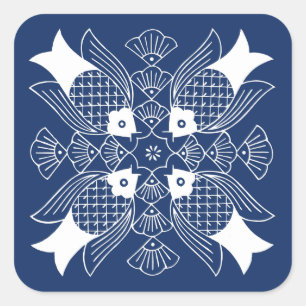 Onderwater Visontwerp met blauwe achtergrond Vierkante Sticker