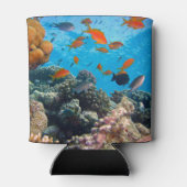 Onderwater vissen en koraal scène blikjeskoeler (Achterkant)