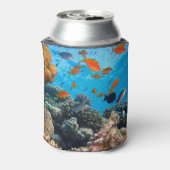 Onderwater vissen en koraal scène blikjeskoeler (Blikje Achterkant)