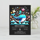 Onderwater walvis roze meisje verjaardag kaart (Staand voorkant)