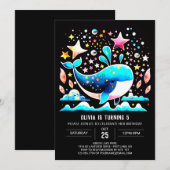 Onderwater walvis roze meisje verjaardag kaart (Voorkant / Achterkant)