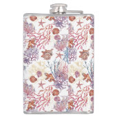 Onderwater Waterverf Compositie Reeks ontwerp 3 Heupfles (Achterkant)