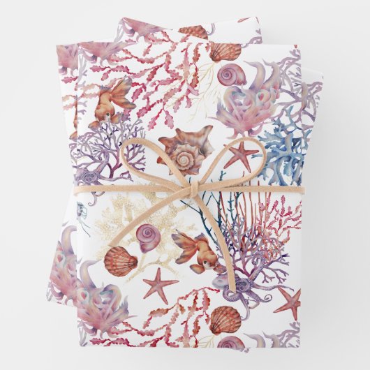 Onderwater Waterverf Compositie Reeks ontwerp 3 Inpakpapier Vel (In situ)