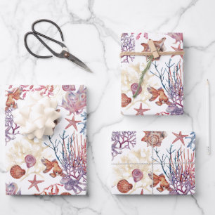 Onderwater Waterverf Compositie Reeks ontwerp 3 Inpakpapier Vel