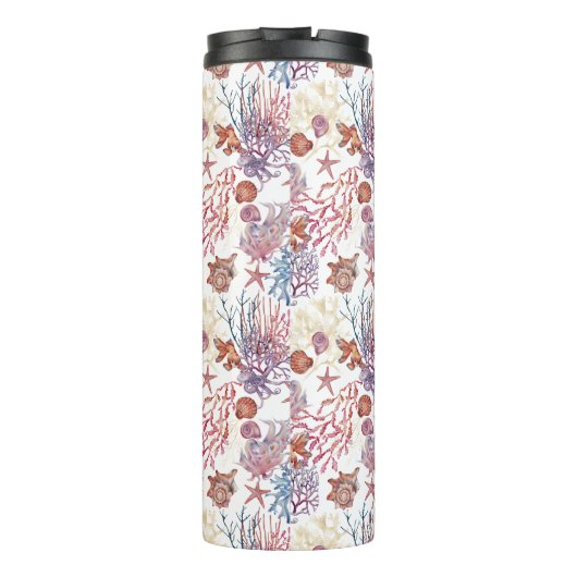 Onderwater Waterverf Compositie Reeks ontwerp 3 Thermosbeker (Achterkant)