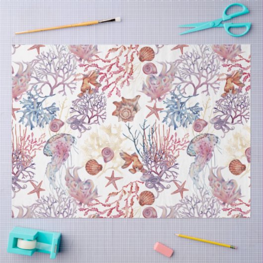 Onderwater Waterverf Compositie Reeks ontwerp 3 Tissuepapier (Craft)