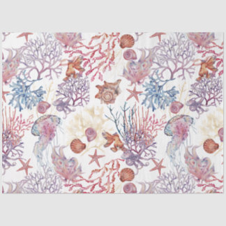 Onderwater Waterverf Compositie Reeks ontwerp 3 Tissuepapier