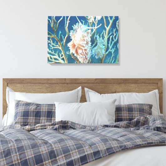 Onderwater Wereld 17 Stretched Canvas Print (Insitu (Slaapkamer))