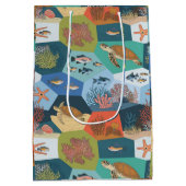 Onderwater wezens collage ontwerp medium cadeauzakje (Achterkant)
