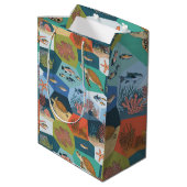 Onderwater wezens collage ontwerp medium cadeauzakje (Achterkant Gekanteld)