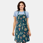 Onderwater wezens op blauw schort (Gedragen)