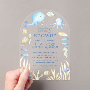 Onderwater Whimsy Baby shower Invitation Acryl Uitnodigingen
