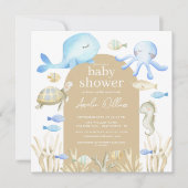 Onderwater Whimsy Baby shower Invitation Kaart (Voorkant)