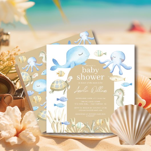 Onderwater Whimsy Baby shower Invitation Kaart