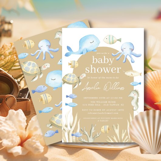 Onderwater Whimsy Baby shower Invitation Kaart