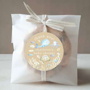 Onderwater Whimsy Baby shower Ronde Sticker