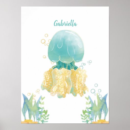 Onderwater Whimsy Kwallen Aanpasbaar Poster (Voorkant)