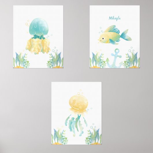 Onderwater Whimsy Muurkunst Sets (Voorkant)