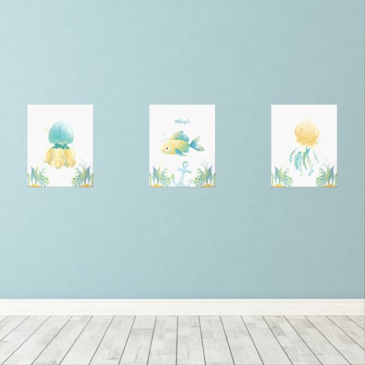 Onderwater Whimsy  Muurkunst Sets (Houten vloer)