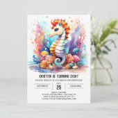 Onderwater Whimsy Seahorse Fantasy Verjaardag Kaart (Staand voorkant)