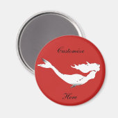 onderwater witte zeemeermin zwemmen magneet (Voorkant / Achterkant)