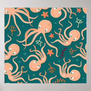 Onderwater wonderen: Octopus zeesterren dansen Poster