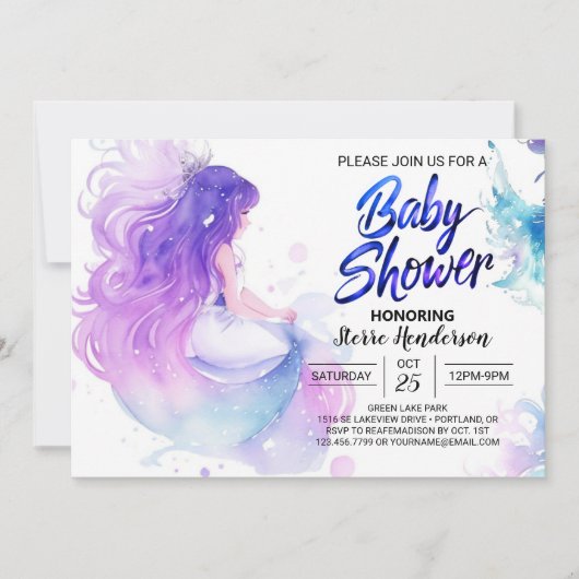 Onderwater Wonders: Zeemeermin Baby shower Kaart (Voorkant)