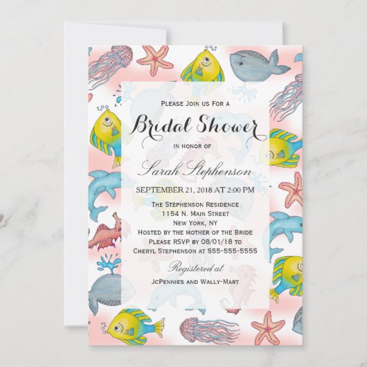 Onderwater Zee creëert Waterverf illustraties Kaart (Voorkant)