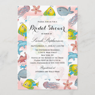 Onderwater Zee creëert Waterverf illustraties Kaart