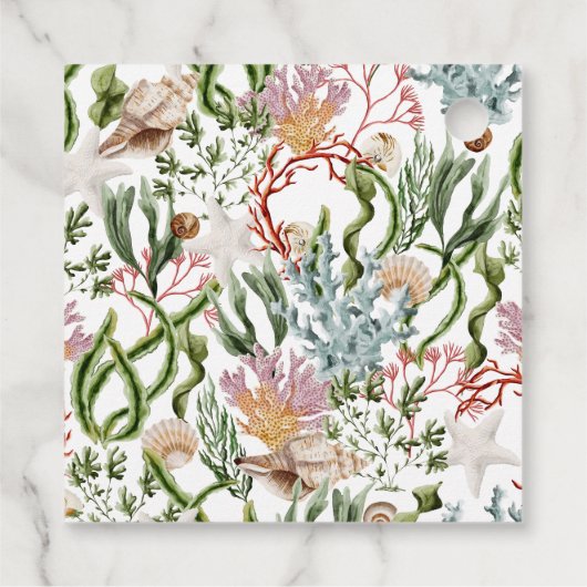 Onderwater Zee koraal schelpen Koppels Douche Bedankjes Labels (Achterkant)