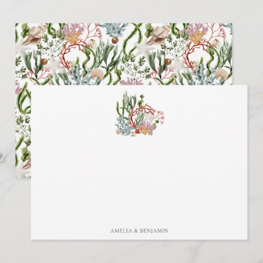 Onderwater Zee koraal schelpen Koppels Douche Bedankkaart (Voorkant / Achterkant)