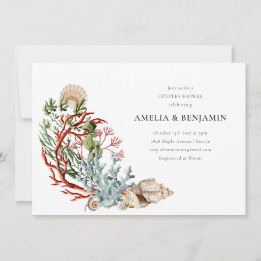 Onderwater Zee koraal schelpen Koppels Douche Kaart (Voorkant)